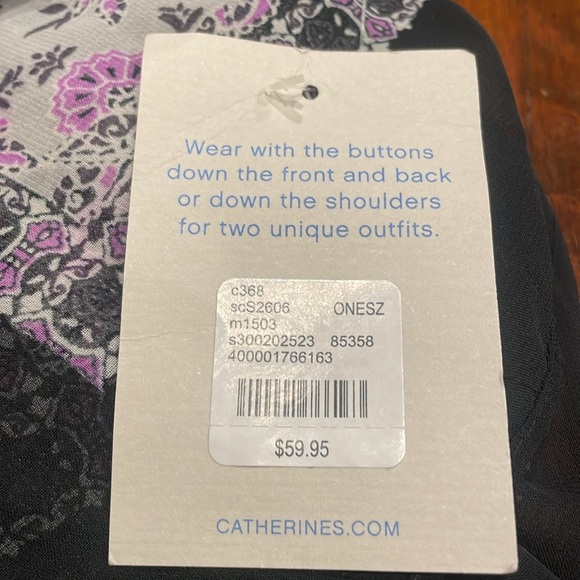 Catherine’s Sheer Patterned Two Way Poncho Black/silver/purple One Size A 5 - Picture 5 of 7